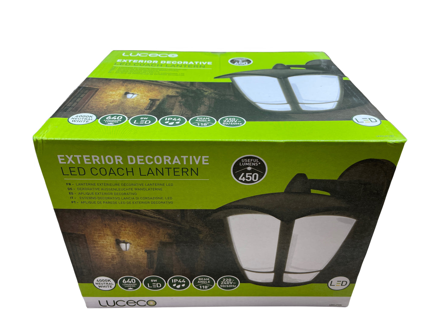 Luceco LED Coach Lantern Outdoor Wall Light | IP44 | 640 Lumens | 8W Black