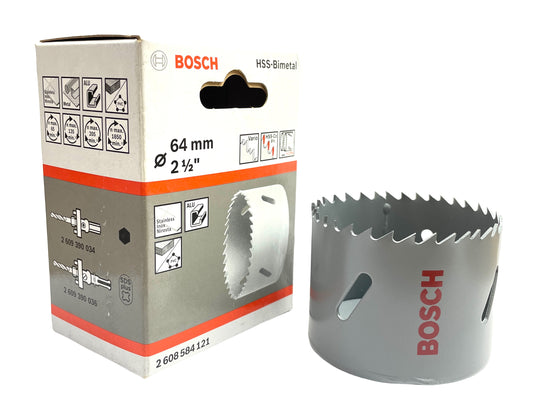 Bosch HSS Bi-Metal Hole Saw 64mm (2½”) – 2608584121 – Metal PVC Wood Aluminium