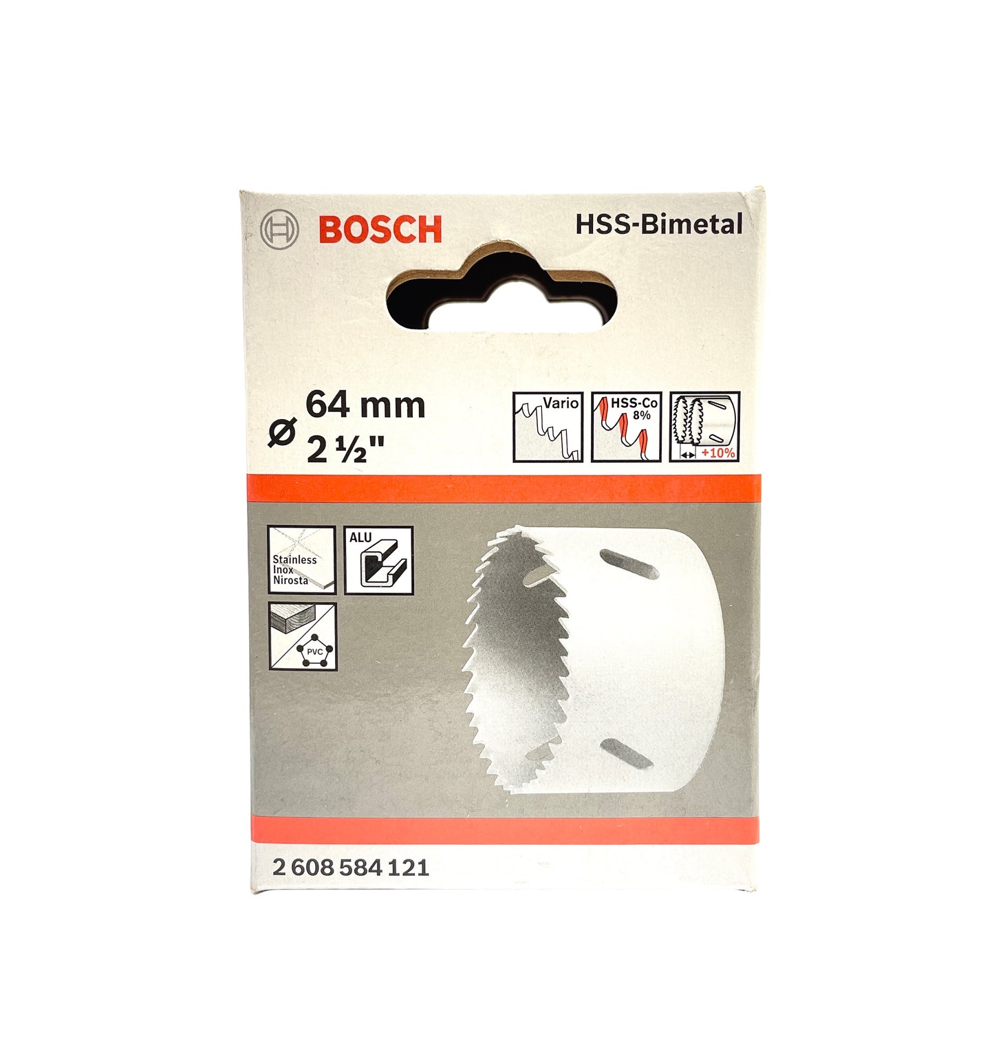 Bosch HSS Bi-Metal Hole Saw 64mm (2½”) – 2608584121 – Metal PVC Wood Aluminium